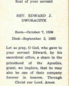 Reverend Edward J. Dworaczyk's Funeral Card