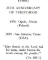 25th Anniversary Ordination Card