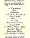 Ordination and First Mass Card